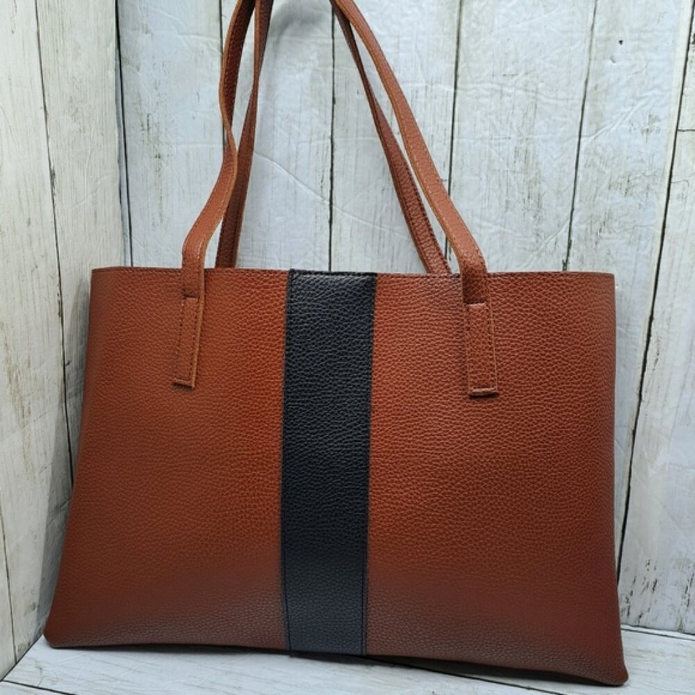 Vince Camuto Red Desert Vegan Leather Tote Striped NWOT